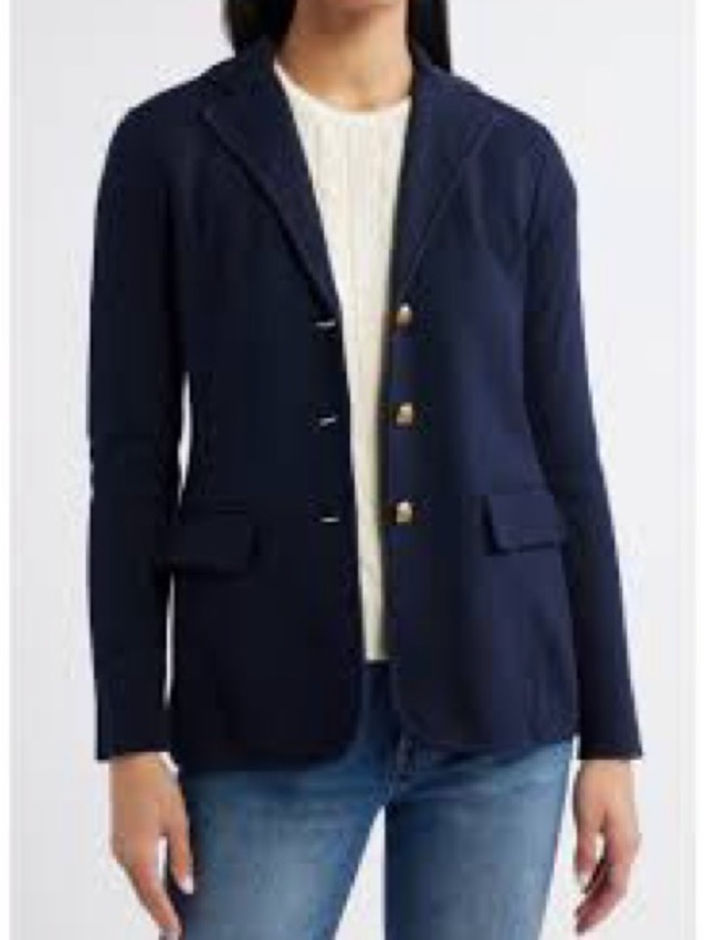 Lauren Ralph Lauren Navy Knit Blazer Gold Buttons Size XL - Picture 2 of 7